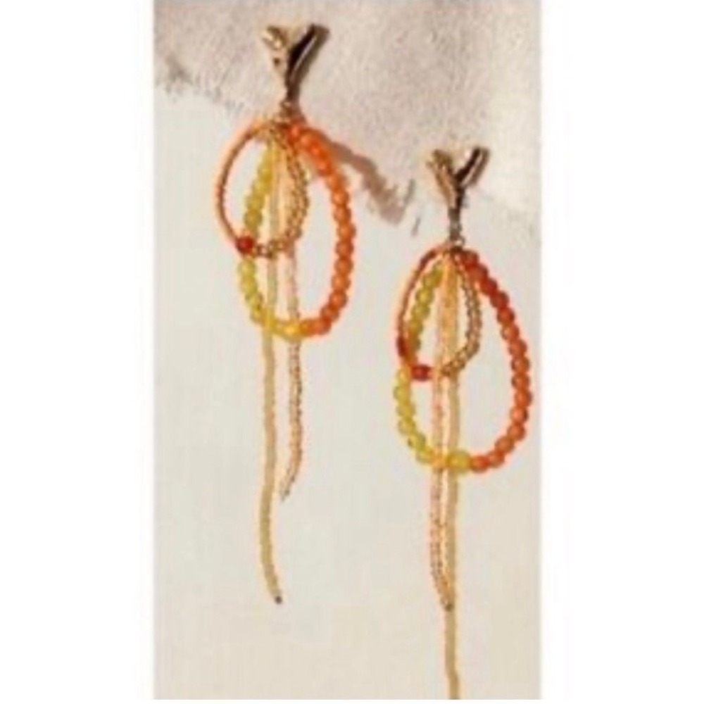 Free People Reese Dangle Earrings  hello orange gold MSRP $49 New NWT